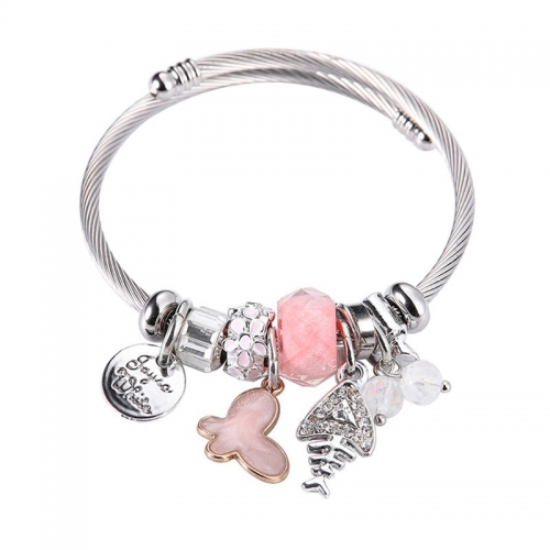 Stainless Steel Bracelet With Alloy Charms B001-12 (36)