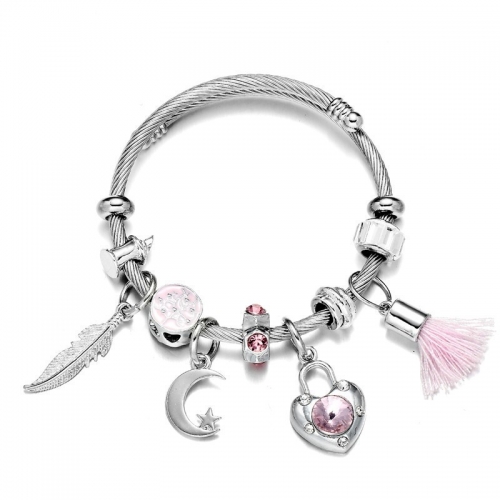 Stainless Steel Bracelet With Alloy Charms B001-12 (56)