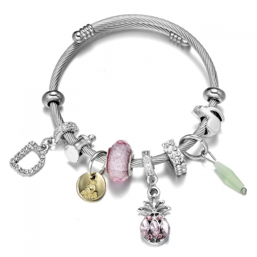 Stainless Steel Bracelet With Alloy Charms B001-12 (55)