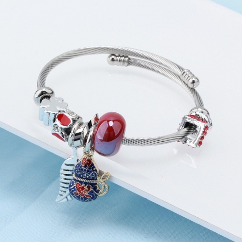 Stainless Steel Bracelet With Alloy Charms B001-12 (104)