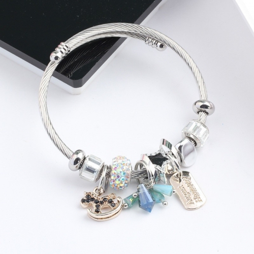 Stainless Steel Bracelet With Alloy Charms B001-12 (7)