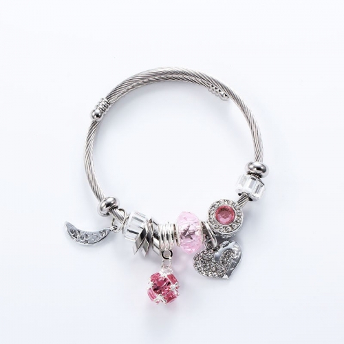 Stainless Steel Bracelet With Alloy Charms B001-12 (103)