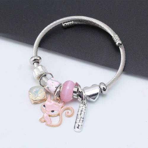 Stainless Steel Bracelet With Alloy Charms B001-12 (25)