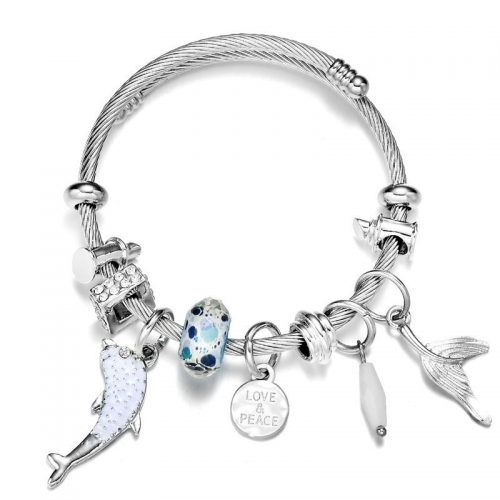 Stainless Steel Bracelet With Alloy Charms B001-12 (68)