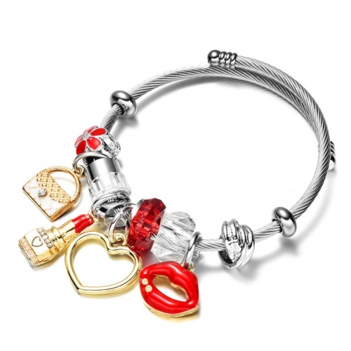 Stainless Steel Bracelet With Alloy Charms B001-12 (73)