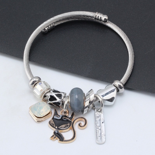 Stainless Steel Bracelet With Alloy Charms B001-12 (30)