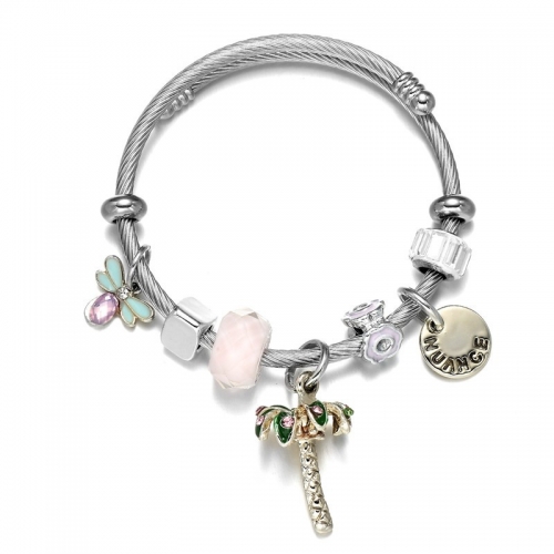 Stainless Steel Bracelet With Alloy Charms B001-12 (58)