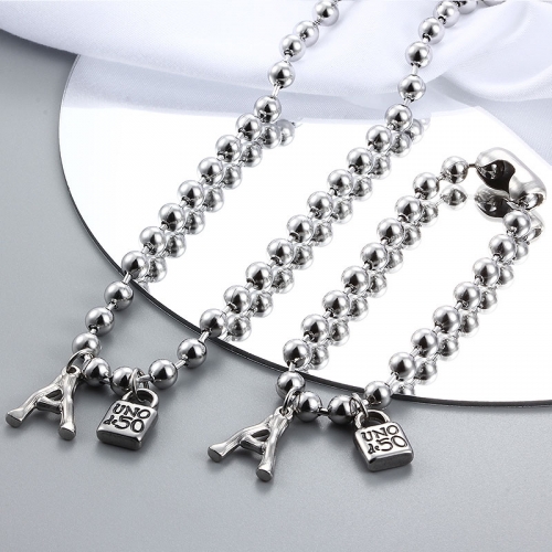 Stainless Steel Uno de 50 Jewelry Set ZH210927-Leter A