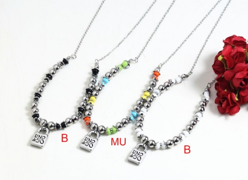 Stainless Steel Uno Necklace CAT220112-TUNN0017-S-MU