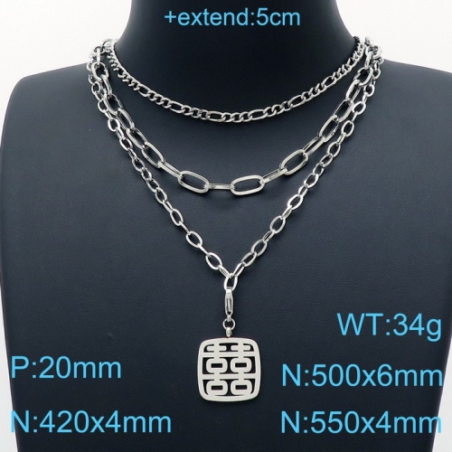 Stainless Steel Necklace KN200454-Z16