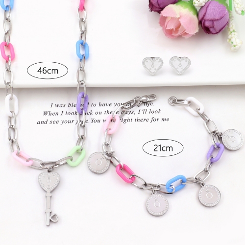 RPS240108S-23 (2) Silver necklace+earring+bracelet