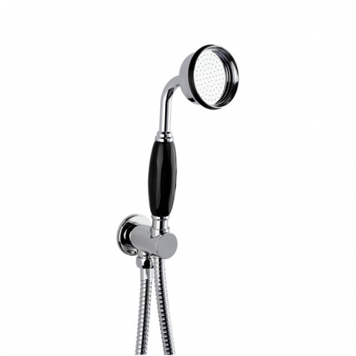 Traditional Black Outlet Elbow with Parking Bracket, Flex & Large Shower Handset