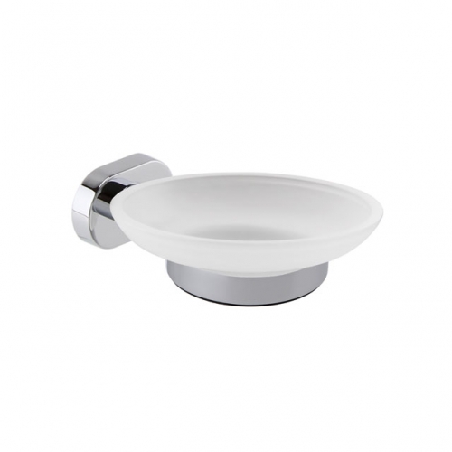 Frosted Glass Soap Dish & Holder - Chrome