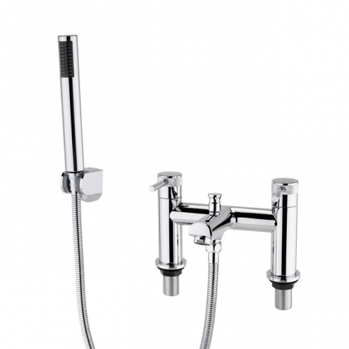 Bath Shower Mixer With Hose,Handset And Bracket With Knurling Brass Handle