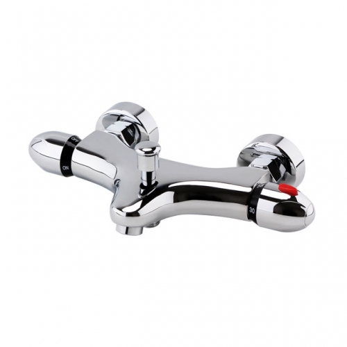 Wall Mounted Thermostatic Bath Shower Mixer Valve - Bottom Outlet - Chrome