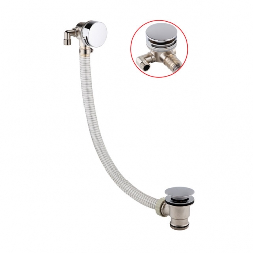 BRASS Round Bath Filler With  Click Clack Waste&  LENGTH 560MM High Pressure Hose &BRASS BODY&G1/2 ELBOW