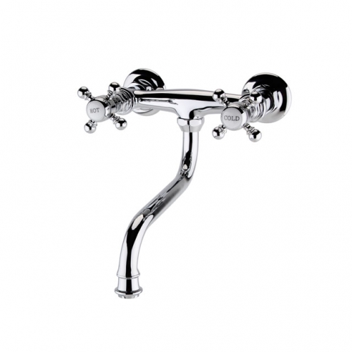 Traditional 2 holes wall mounted basin mixer With Cross Handle