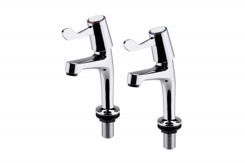 Pair Base Highneck Pillar Taps Chrome