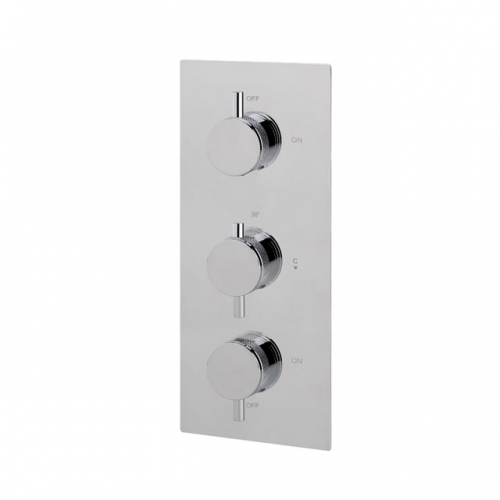 Concealed Triple Diverter Thermostatic shower Valve Two Outlets With Half Knurling Handle