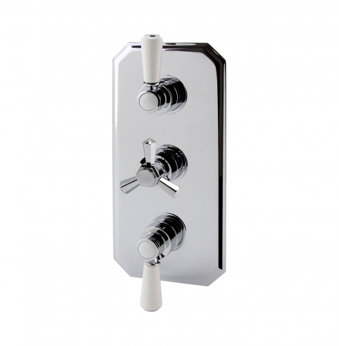 Art Deco Triple Concealed Shower Thermostatic Valve/Two Outlets