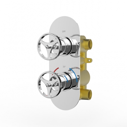 1 Outlet Industrial Style Round Modern Twin Concealed Shower Valve