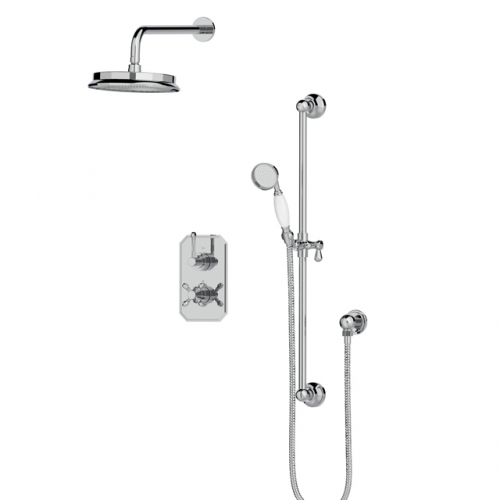 Two outs shower twin concealed valve+ 8" shower head+Slide Rail Kit