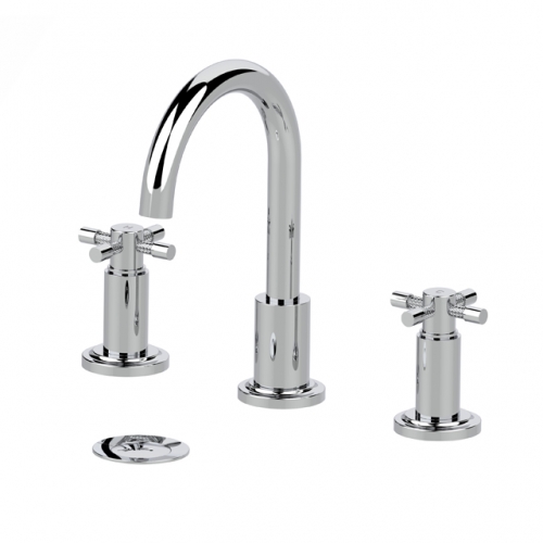 Three holes basin tap with cross handle