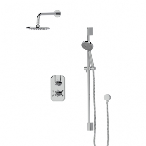 Two outs shower twin concealed valve+ 8" shower head+Slide Rail Kit