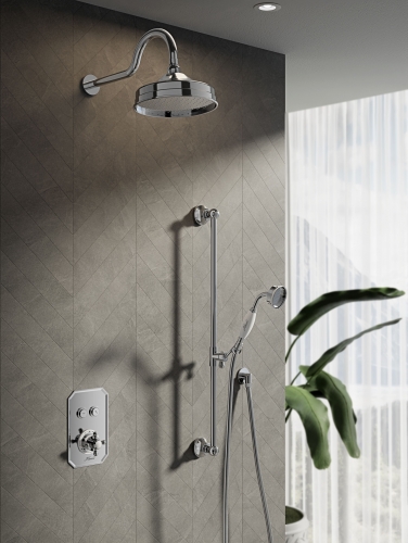 Traditional Twin Push-button  Shower Valve With 2 Outlets And Kit2