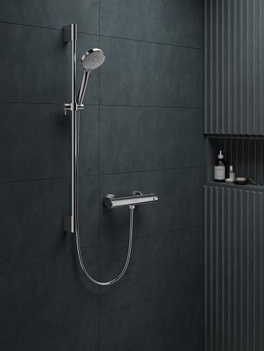 Mordern Slider Rail Kit+Multi-Function Handset +Thermostatic Bar shower valve