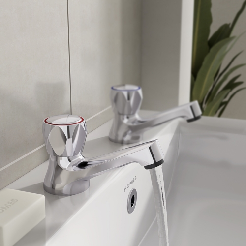 Pair Base Bath Taps Chrome-3/4" Mechanical Valves