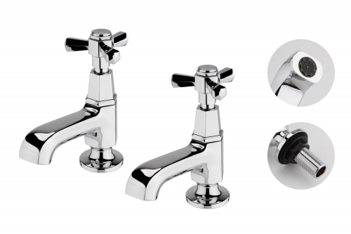 Traditional G1/2 Pair Basin Whole Brass Tap -Chromed