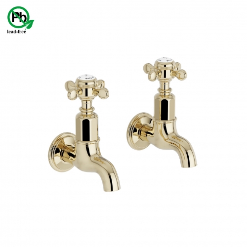 Old London Brass Traditional Crosshead Wall Mounted Kitchen Bib Taps（pair）