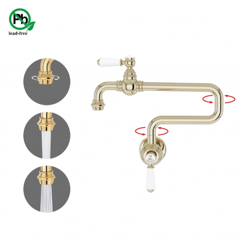 Old London Brass Traditional Wall Mounted Folding Kitchen Mixer Tap