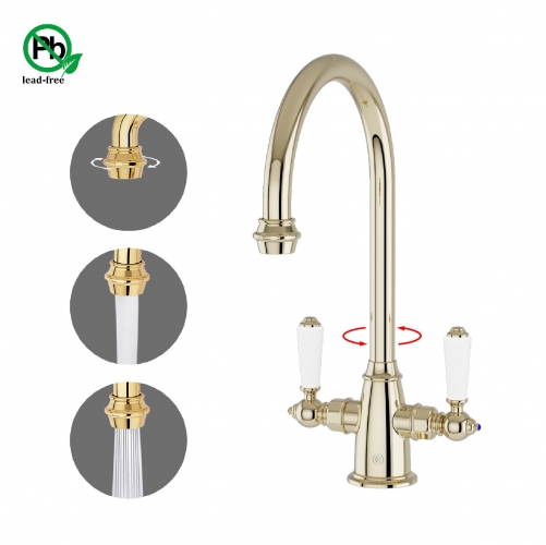 Old London Brass Traditional Dual Lever Kitchen Mixer Tap