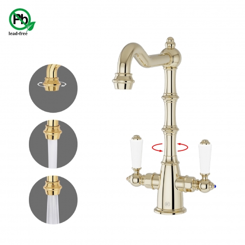 Old London Brass Traditional Dual Lever Kitchen Mixer Tap