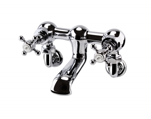 Traditional Brass/SS304 Wall Mounted Bath Mixer Tap with Extended Spout and Can Be Rotated - Chrome