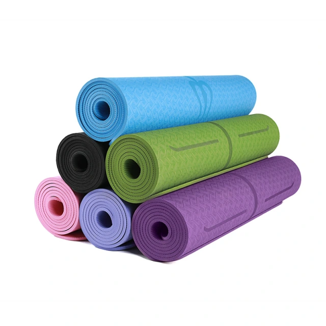 2020 Hotsell Non Slip Double Layer Eco Friendly TPE Yoga Mat, Yoga Pilates 6MM Textured Non Slip Surface Yoga Mats