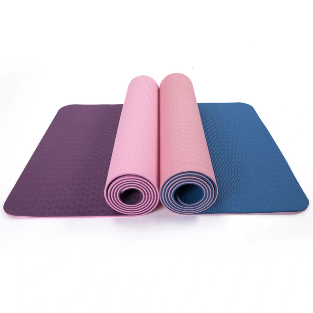 2020 Hotsell Non Slip Double Layer Eco Friendly TPE Yoga Mat, Yoga Pilates 6MM Textured Non Slip Surface Yoga Mats