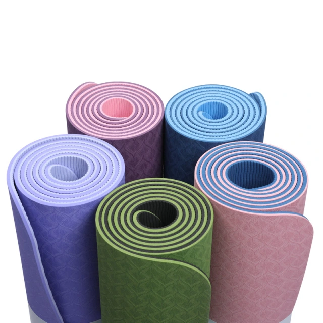 2020 Hotsell Non Slip Double Layer Eco Friendly TPE Yoga Mat, Yoga Pilates 6MM Textured Non Slip Surface Yoga Mats