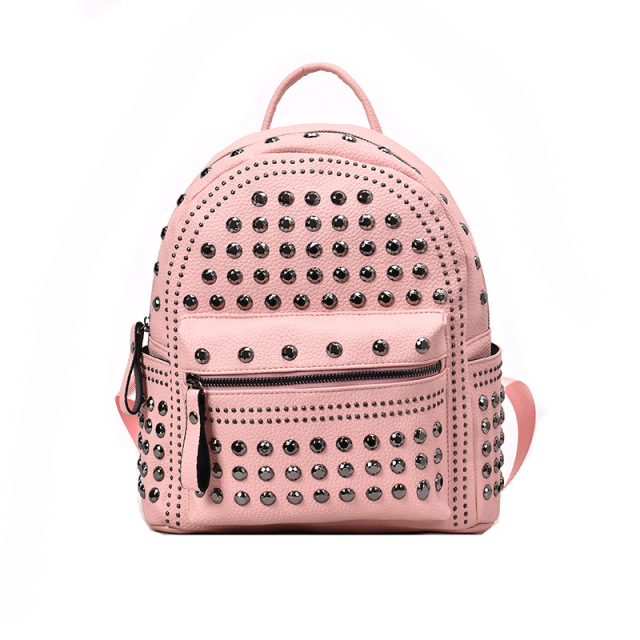 Personalised Stylish Rivet Girls Leather Diaper Bag Backpacks Casual School Bags for Ladies Women