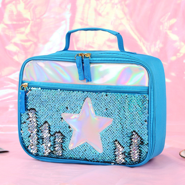 Newest Trendy Sequins Thermal Lunch Tote Bag Cooler for Girls Kids School