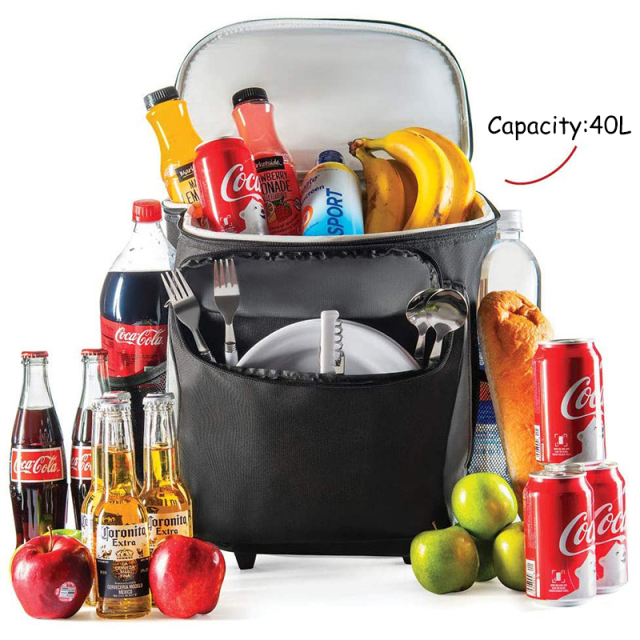 Promotional Travel Big Capacity Multifunctional Aluminum Thermal Backpack Bag Wine Cooler Carrier Bag on Wheels