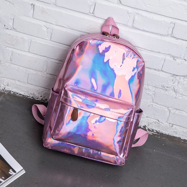 New Unique Popular Stylish Leather Holographic Laser Travel Backpack Bag