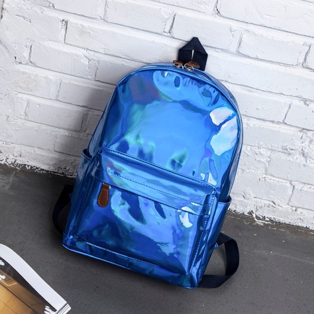 New Unique Popular Stylish Leather Holographic Laser Travel Backpack Bag