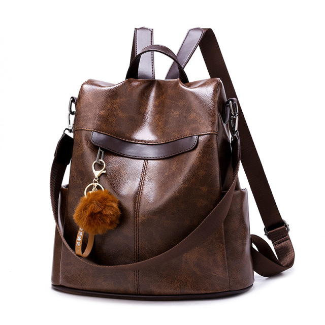 Stylish Simple Ladies Western Style PU Leather Backpack Wholesale