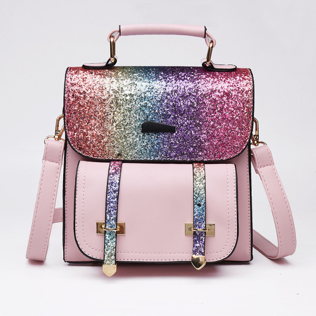 Travelling Beautiful Girls Bling Sequin Leather Backpack Ladies Bags Women Shoulder