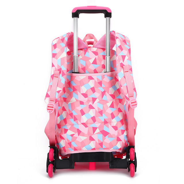 Popular Waterproof Pink Color Trolley Wheeled Backpack School Bags for Unisex