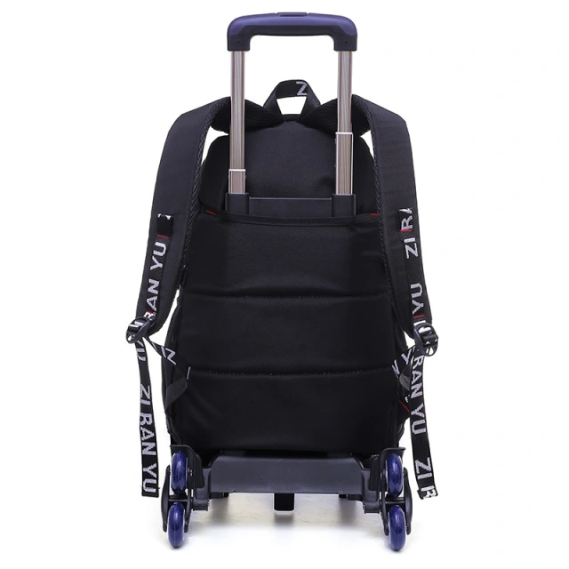 Hot Selling Wheeled Trolley Black Backpack School Bags for 8-12 Years Old Boys