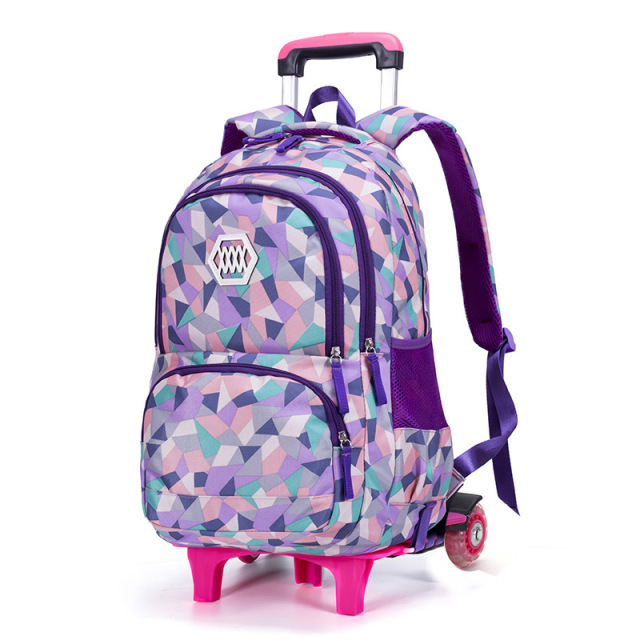 Popular Waterproof Pink Color Trolley Wheeled Backpack School Bags for Unisex